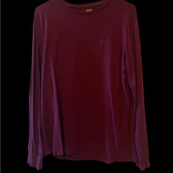 Large Polo Ralp Lauren Maroon Long Sleeve Tee - Picture 1 of 3